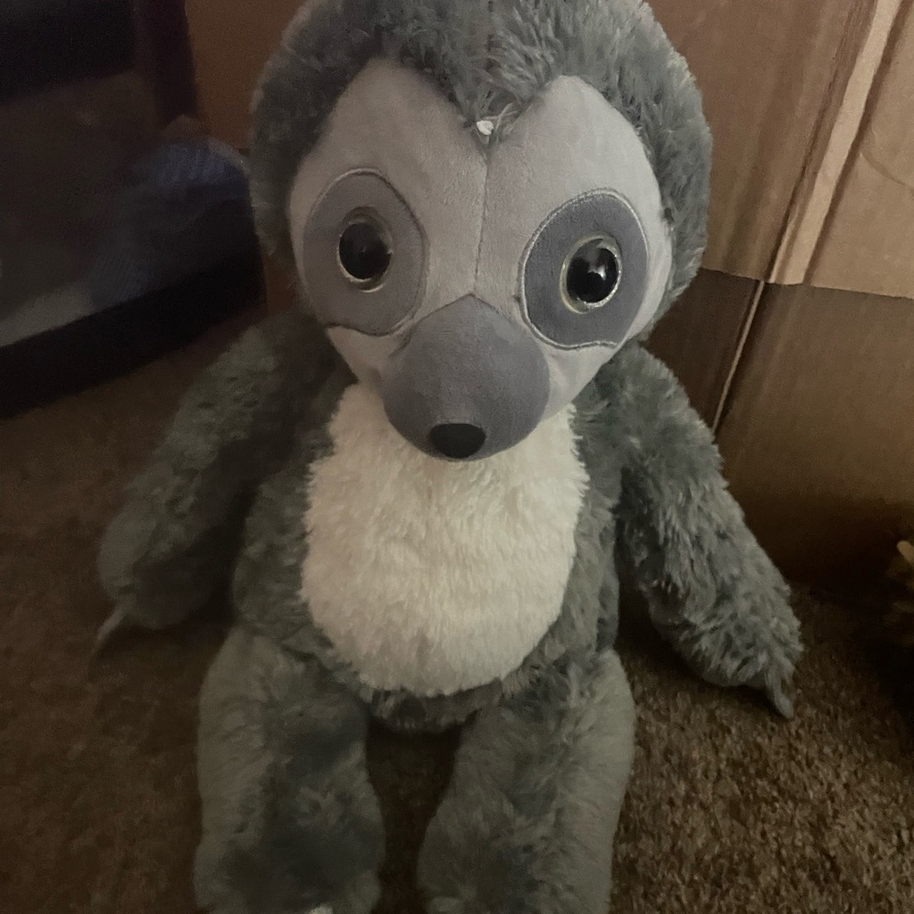 Sloth stuffed animal, grey color